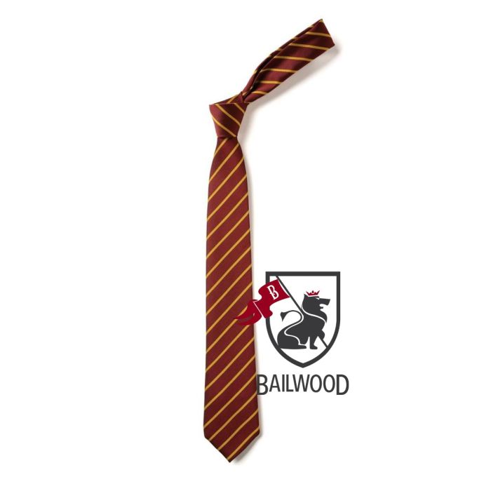 St Winifred's Catholic Primary School Maroon With Gold Stripe Tie
