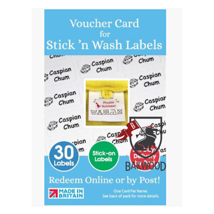  Stick and Wash Name Labels (Voucher Card)
