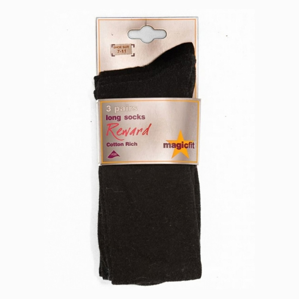 Knee High Socks - Magic Fit : Three in a Pack (Black)