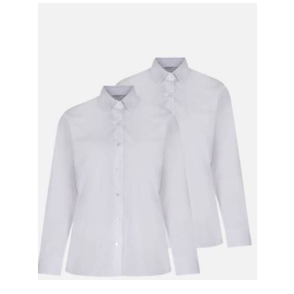 Girls Long Sleeve, Non Iron Blouse - Twin Pack